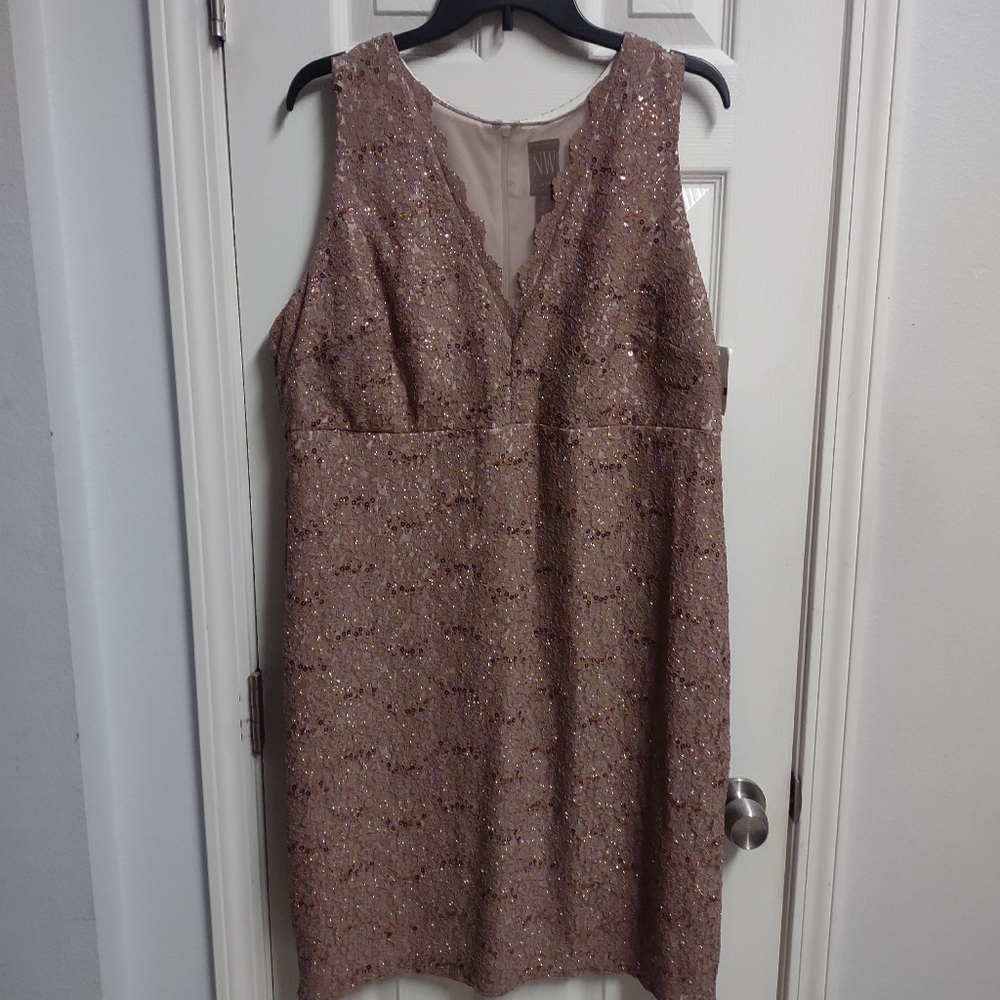 NW Night way Beautiful Evening Dress Taupe 18W